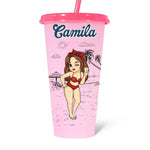 It's Time For Vacation - Bestie Personalized Custom Changing Color Cup - Summer Vacation Gift, Birthday Pool Party Gift For Best Friends, BFF, Sisters