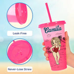 It's Time For Vacation - Bestie Personalized Custom Changing Color Cup - Summer Vacation Gift, Birthday Pool Party Gift For Best Friends, BFF, Sisters
