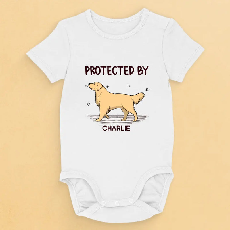 Protected By The Loyal Guardian - Dog Personalized Custom Baby Onesie - Baby Shower Gift, Gift For Dog Lovers