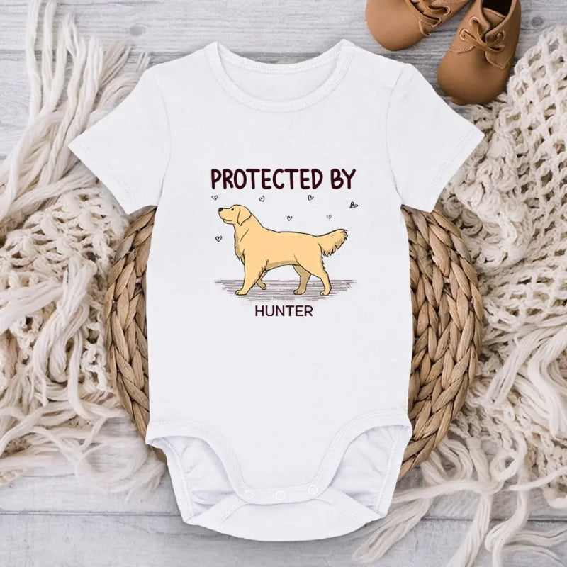 Protected By The Loyal Guardian - Dog Personalized Custom Baby Onesie - Baby Shower Gift, Gift For Dog Lovers