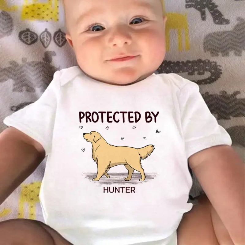 Protected By The Loyal Guardian - Dog Personalized Custom Baby Onesie - Baby Shower Gift, Gift For Dog Lovers