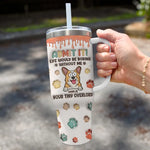 Not A Home Without Paw Prints - Dog & Cat Personalized Custom 3D Inflated Effect Printed 40 Oz Stainless Steel Tumbler With Handle - Gift For Dog Lovers, Cat Lovers