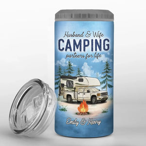 Chaque instant est un nouveau départ - Gobelet isotherme 4 en 1 personnalisé pour le camping - Cadeau pour couple, mari, femme, amoureux du camping