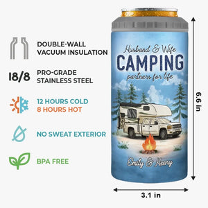 Chaque instant est un nouveau départ - Gobelet isotherme 4 en 1 personnalisé pour le camping - Cadeau pour couple, mari, femme, amoureux du camping