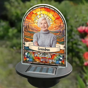 Photo personnalisée « Je suis toujours avec toi » - Lampe solaire de jardin personnalisée - Cadeau de condoléances pour les membres de la famille, les propriétaires d'animaux et les amoureux des animaux