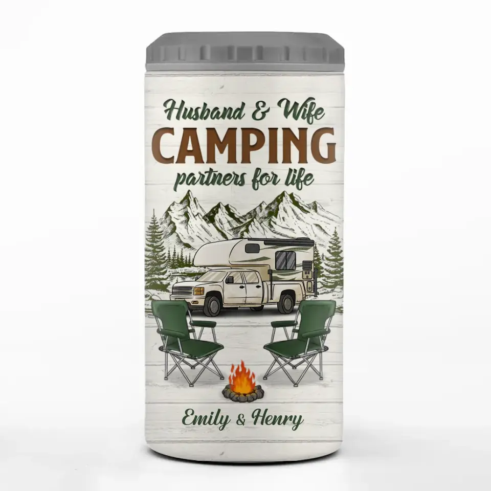Life Is A Journey, Not A Destination, Enjoy The Moments - Camping Personalized Custom 4 In 1 Can Cooler Tumbler - Gift For Couple, Husband Wife, Camping Lovers