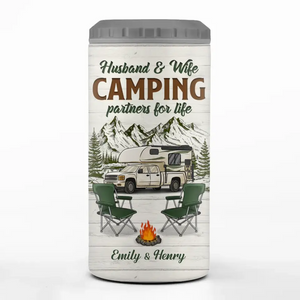 La vie est un voyage, pas une destination, profitez des moments - Gobelet isotherme 4 en 1 personnalisé pour le camping - Cadeau pour couple, mari, femme, amoureux du camping