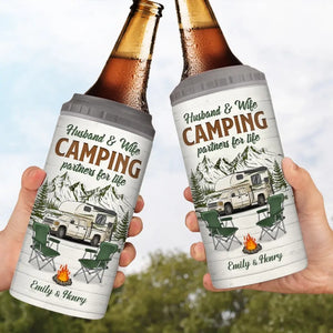 La vie est un voyage, pas une destination, profitez des moments - Gobelet isotherme 4 en 1 personnalisé pour le camping - Cadeau pour couple, mari, femme, amoureux du camping
