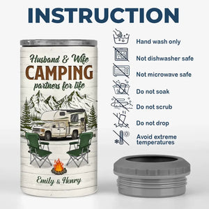 La vie est un voyage, pas une destination, profitez des moments - Gobelet isotherme 4 en 1 personnalisé pour le camping - Cadeau pour couple, mari, femme, amoureux du camping