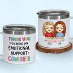 Thank You For Being My Unpaid Therapist - Bestie Personalized Custom 14oz Stainless Steel Tumbler With Handle - Gift For Coworkers, BFF, Best Friends
