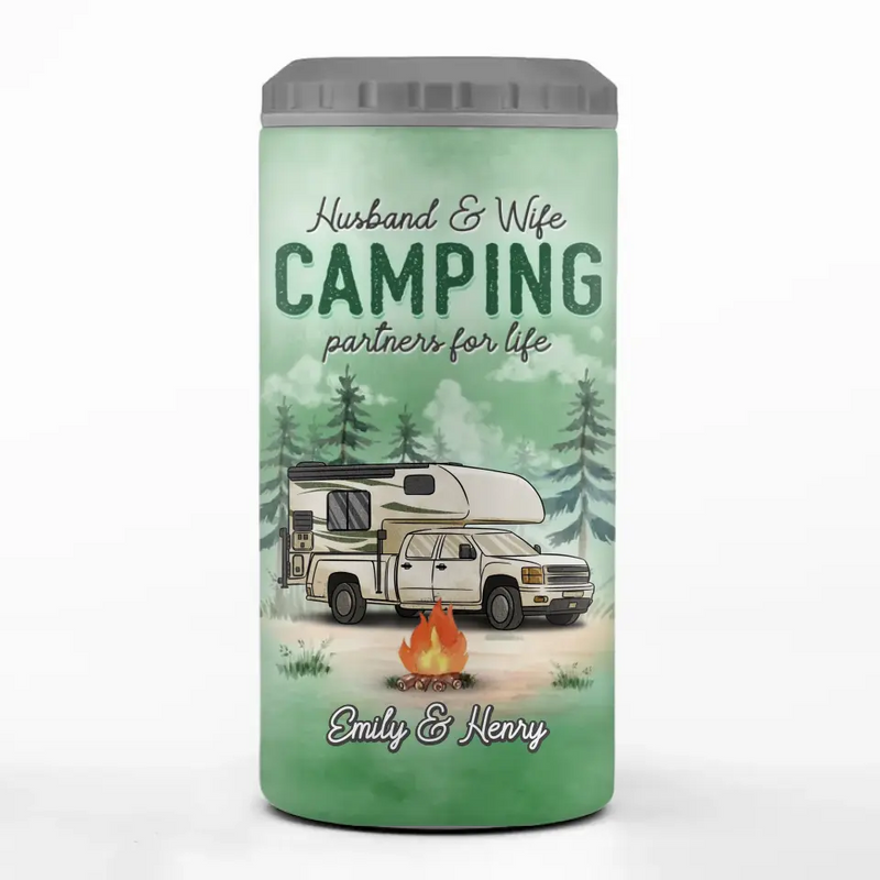 Every Moment Is A Fresh Beginning - Camping Personalized Custom 4 In 1 Can Cooler Tumbler - Gift For Couple, Husband, Wife