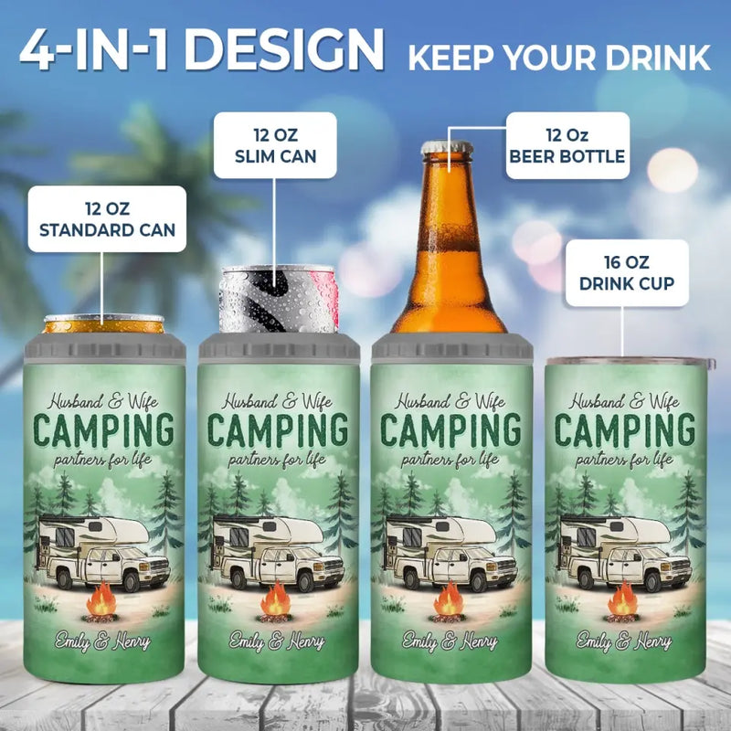 Every Moment Is A Fresh Beginning - Camping Personalized Custom 4 In 1 Can Cooler Tumbler - Gift For Couple, Husband, Wife