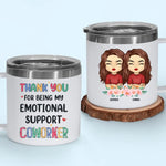 Thank You For Being My Unpaid Therapist - Bestie Personalized Custom 14oz Stainless Steel Tumbler With Handle - Gift For Coworkers, BFF, Best Friends