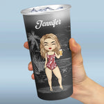 Summertime Is Calling - Bestie Personalized Custom Aluminum Changing Color Cup - Summer Vacation Gift For Best Friends, Sisters