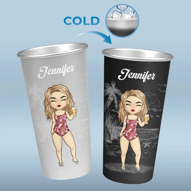 Summertime Is Calling - Bestie Personalized Custom Aluminum Changing Color Cup - Summer Vacation Gift For Best Friends, Sisters