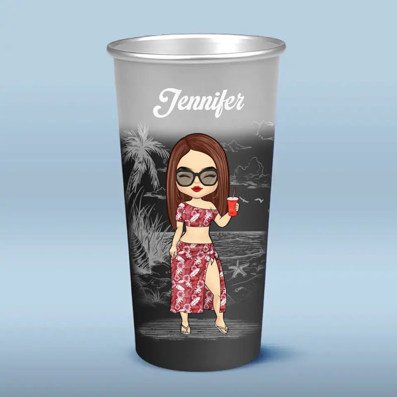 Summertime Is Calling - Bestie Personalized Custom Aluminum Changing Color Cup - Summer Vacation Gift For Best Friends, Sisters