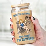 A Person Who Is Happy On Monday - Personalized Custom Glass Cup, Iced Coffee Cup - Appreciation, Retirement Gift For Retirees, Coworkers, Women