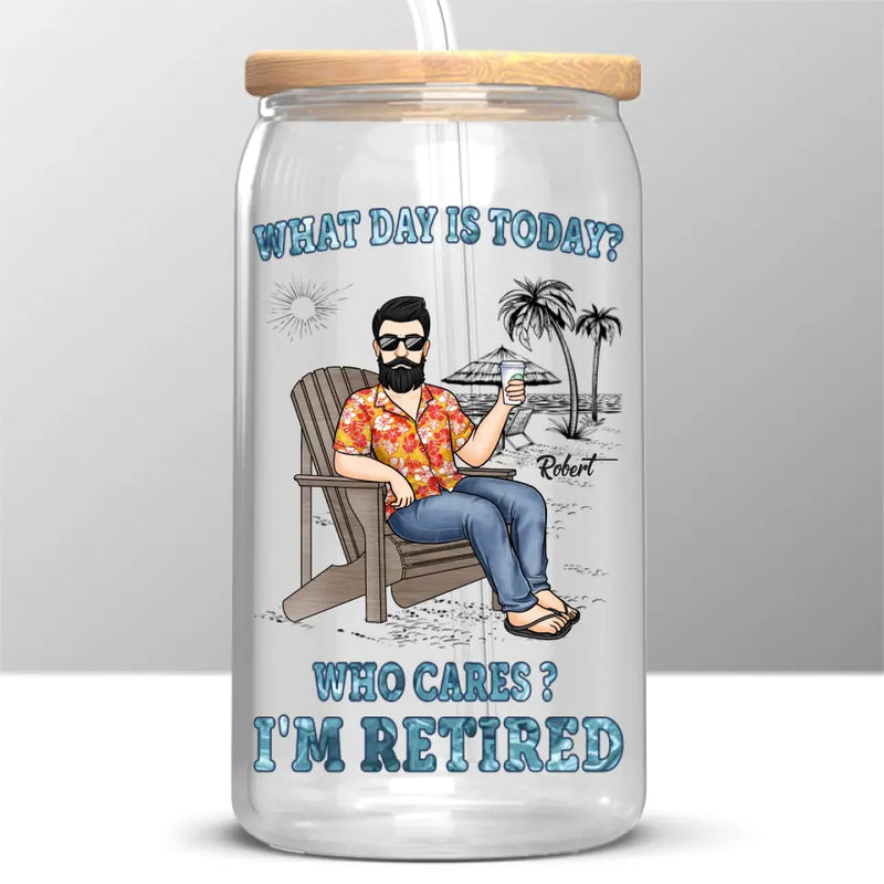 A Person Who Is Happy On Monday - Personalized Custom Glass Cup, Iced Coffee Cup - Appreciation, Retirement Gift For Retirees, Coworkers, Women