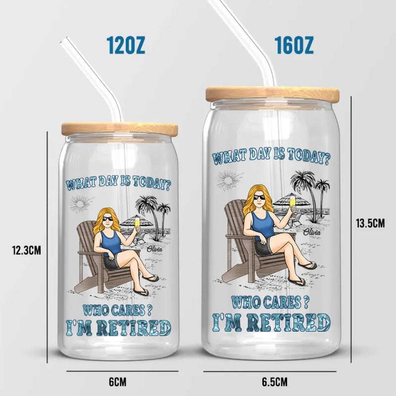 A Person Who Is Happy On Monday - Personalized Custom Glass Cup, Iced Coffee Cup - Appreciation, Retirement Gift For Retirees, Coworkers, Women