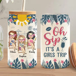 It's A Girls Trip - Bestie Personalized Custom Glass Cup, Iced Coffee Cup - Gift For Best Friends, Sisters