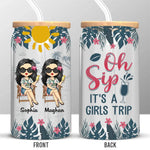 It's A Girls Trip - Bestie Personalized Custom Glass Cup, Iced Coffee Cup - Gift For Best Friends, Sisters