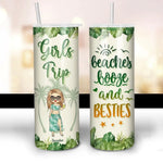 Love You To The Beach And Back - Bestie Personalized Custom Skinny Tumbler - Summer Vacation Gift For BFF, Best Friends, Sisters
