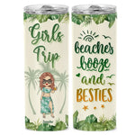 Love You To The Beach And Back - Bestie Personalized Custom Skinny Tumbler - Summer Vacation Gift For BFF, Best Friends, Sisters