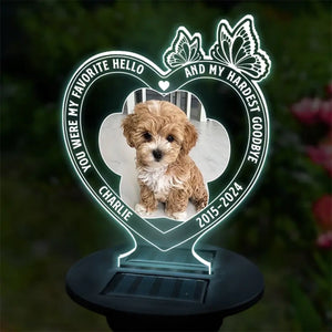 Photo personnalisée, cours gratuitement, mon cher ami ! Lampe solaire de jardin personnalisée et commémorative ! Cadeau de condoléances pour les propriétaires et les amoureux des animaux.