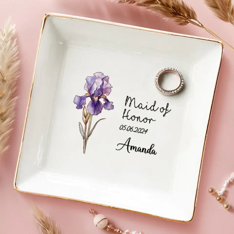 You Are My Maid Of Honor - Bestie Personalized Custom Jewelry Dish - Wedding Gift, Bridesmaid Gift For Maid Of Honor, Bridesmaid, Bestie