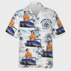 Custom Photo Sailing Into Serenity - Family Personalized Custom Unisex Tropical Hawaiian Aloha Shirt - Gift For Family Members, Pontoon Lovers
