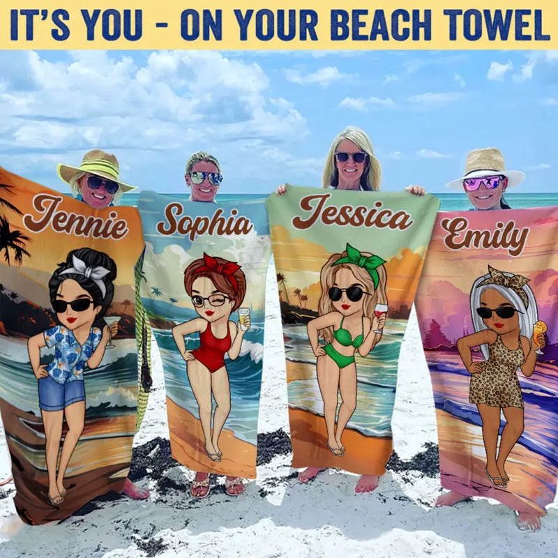 Summer Is The Season For Playful Adventures With Friends - Bestie Personalized Custom Beach Towel - Summer Vacation Gift, Birthday Pool Party Gift For Best Friends, Sisters, BFF