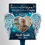 Custom Photo Those We Love Don't Go Away - Memorial Personalized Custom Stain Glass Style Acrylic Garden Stake - Sympathy Gift For Family