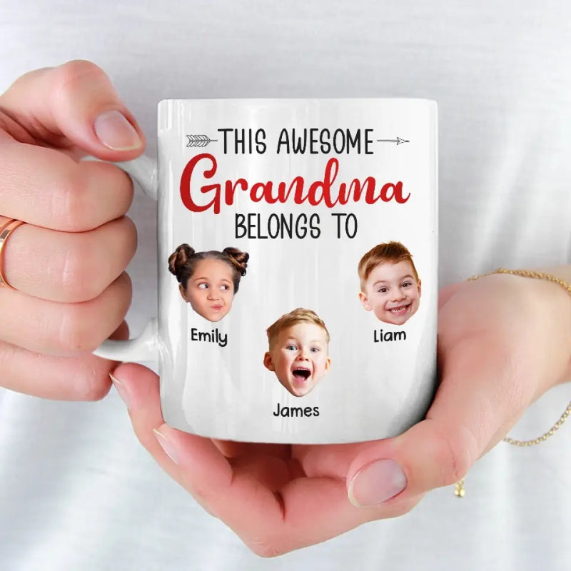 Custom Photo We Belong To You, You Belong To Us - Family Personalized Custom Mug - Gift For Grandma