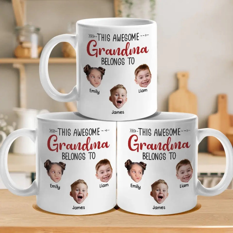Custom Photo We Belong To You, You Belong To Us - Family Personalized Custom Mug - Gift For Grandma
