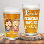 Coworker Drinking Buddies For Life - Bestie Personalized Custom Beer Glass - Summer Vacation Gift For Best Friends, BFF, Sisters