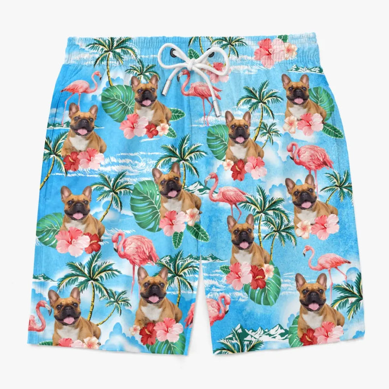Custom Photo Beach Vibes And Wagging Tails - Dog & Cat Personalized Custom Tropical Hawaiian Aloha Men Beach Shorts - Summer Vacation Gift, Birthday Party Gift For Dog Lovers