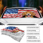 God Bless America - Dog & Cat Personalized Custom Auto Windshield Sunshade, Car Window Protector - 4th of July, Gift For Dog Lovers, Pet Lovers