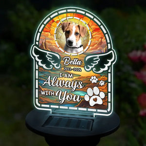 Photo personnalisée « Je t'aime pour toujours » - Lampe solaire de jardin personnalisée commémorative - Cadeau de condoléances pour les propriétaires et les amoureux des animaux