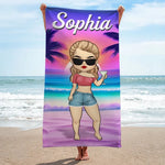 Summer, Beach, Pool, Travel - Bestie Personalized Custom Beach Towel - Summer Vacation Gift, Birthday Pool Party Gift For BFF, Sisters