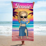 Summer, Beach, Pool, Travel - Bestie Personalized Custom Beach Towel - Summer Vacation Gift, Birthday Pool Party Gift For BFF, Sisters