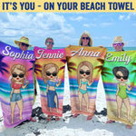 Summer, Beach, Pool, Travel - Bestie Personalized Custom Beach Towel - Summer Vacation Gift, Birthday Pool Party Gift For BFF, Sisters