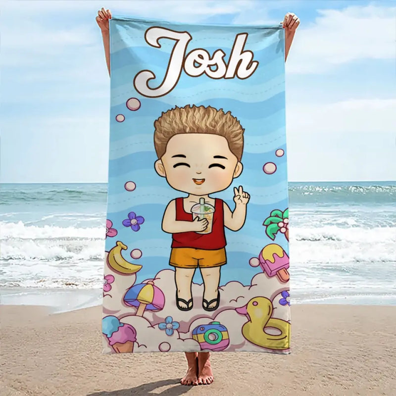 Find Your Wild During Summer Vacation - Family Personalized Custom Beach Towel - Summer Vacation Gift For Kids