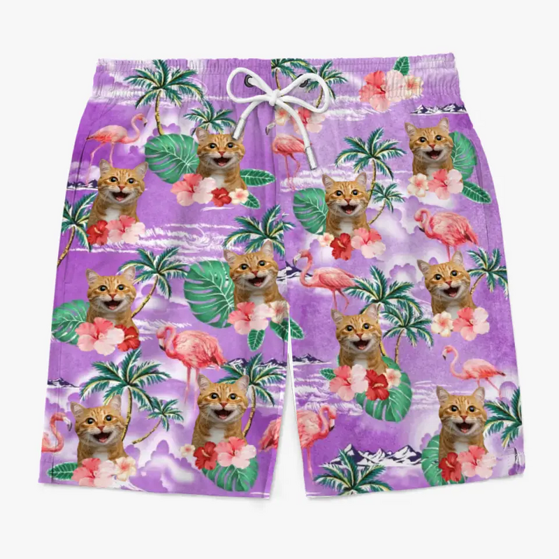 Custom Photo Beach Vibes And Wagging Tails - Dog & Cat Personalized Custom Tropical Hawaiian Aloha Men Beach Shorts - Summer Vacation Gift, Birthday Party Gift For Dog Lovers