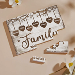 Family Is Where Love Never Ends - Family Personalized Custom Horizontal Rectangle Shaped Building Brick Blocks - Gift For Family