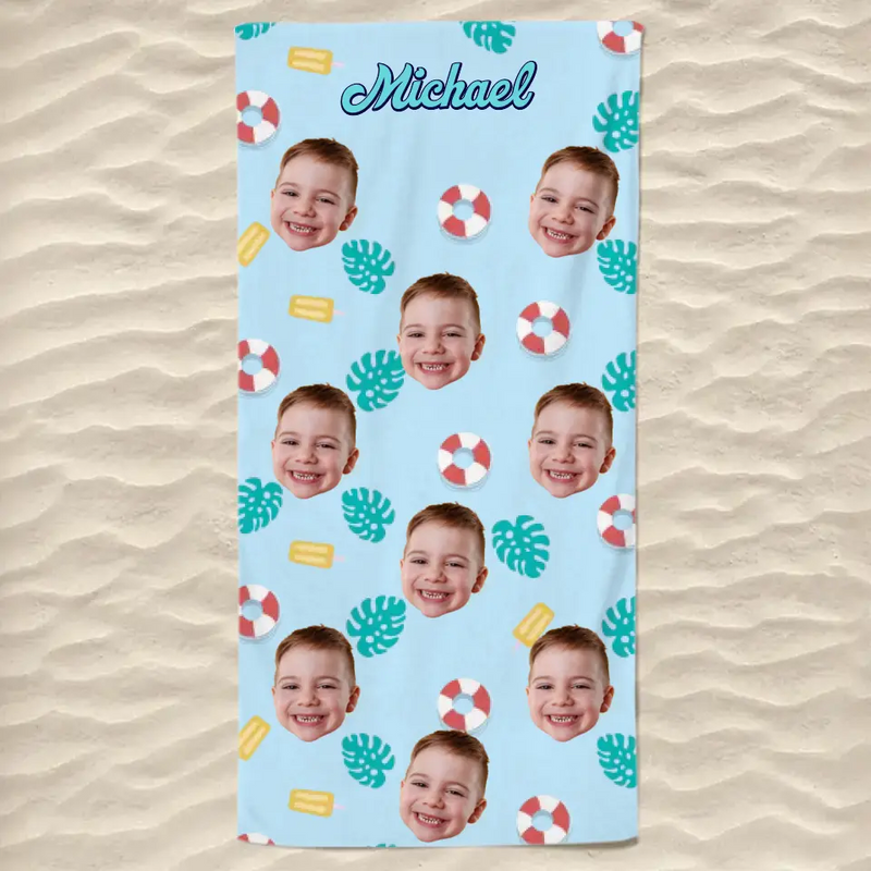 Custom Photo Let's Have An Unforgettable Summer - Family Personalized Custom Beach Towel - Summer Vacation Gift For Kids