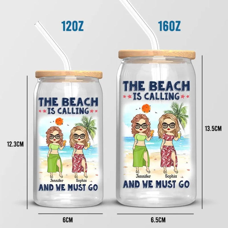 Friends Who Travel Together, Stay Together - Bestie Personalized Custom Glass Cup, Iced Coffee Cup - Summer Vacation Gift For Best Friends, BFF, Sisters