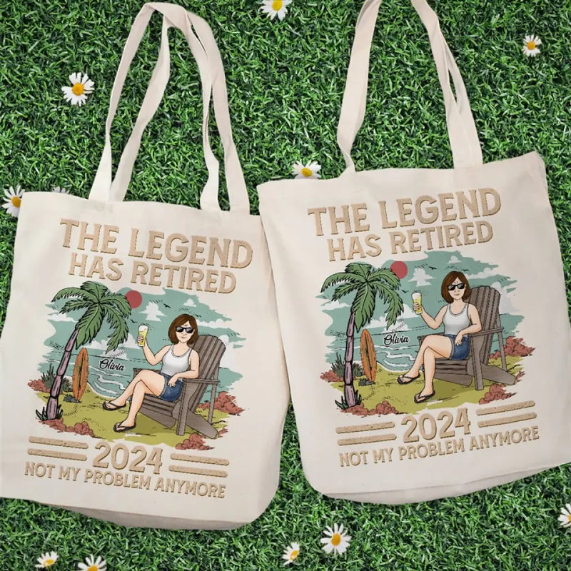 The Legend Has Retired - Personalized Custom Tote Bag - Appreciation, Retirement Gift For Retirees, Coworkers, Friends