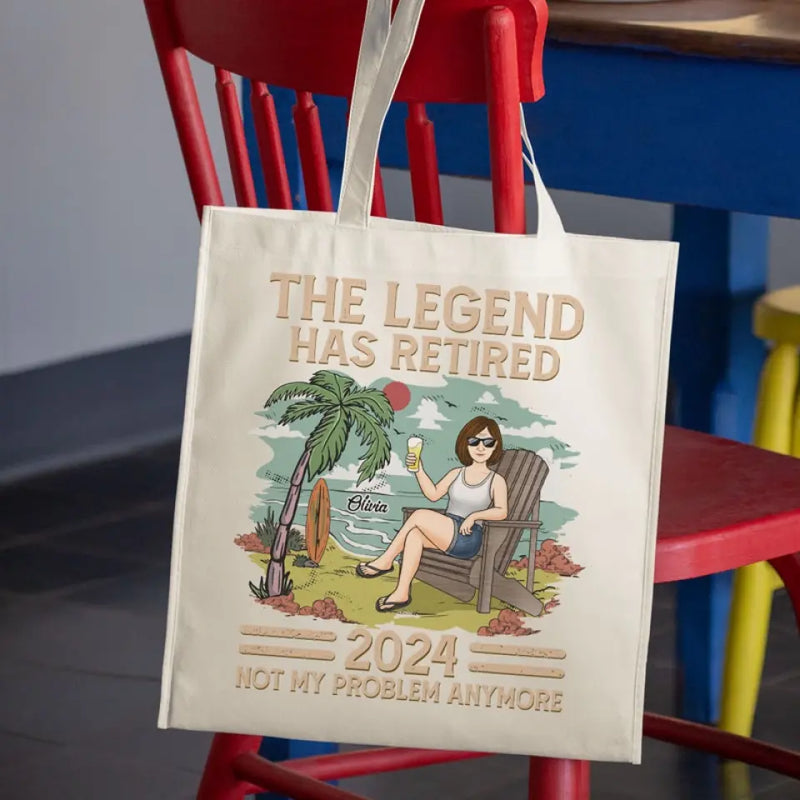 The Legend Has Retired - Personalized Custom Tote Bag - Appreciation, Retirement Gift For Retirees, Coworkers, Friends