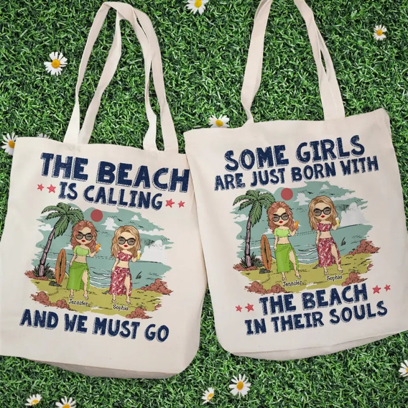 The Beach Is Calling And We Must Go - Bestie Personalized Custom Tote Bag - Summer Vacation Gift For Best Friends, Sisters