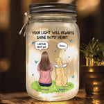 Your Light Will Always Shine In My Heart - Memorial Personalized Custom Mason Jar Light - Sympathy Gift For Cat Lovers, Pet Lovers